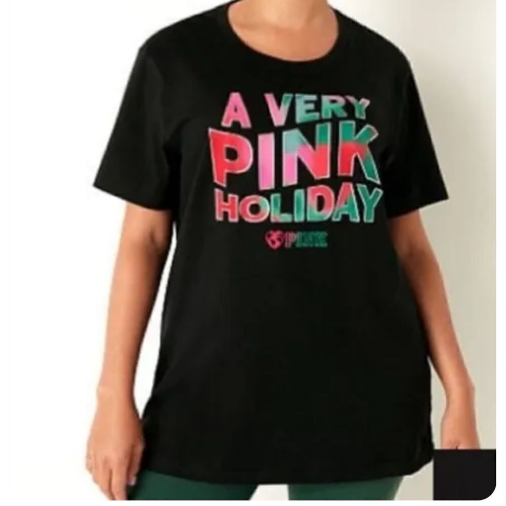 Victorias Secret A VERY SEXY HOLIDAY Campus Short Sleeve T-shirt black ONE SIZE